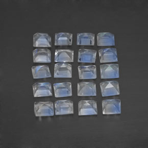 2,03 ct natürliche weißer Regenbogen-Mondstein-Edelsteine, Quadrat, Transparent
