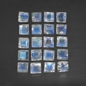 2,88 ct natürliche weißer Regenbogen-Mondstein-Edelsteine, Quadrat, Transparent