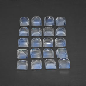 2,88 ct natürliche weißer Regenbogen-Mondstein-Edelsteine, Quadrat, Transparent