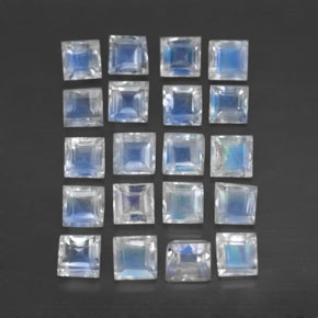 3,30 ct natürliche blauer Regenbogen-Mondstein-Edelsteine, Quadrat, Transparent