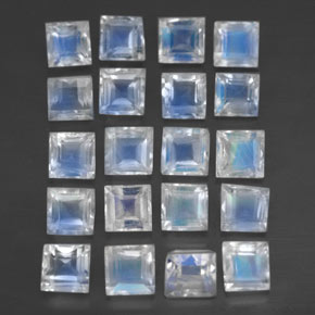 3,30 ct natürliche blauer Regenbogen-Mondstein-Edelsteine, Quadrat, Transparent
