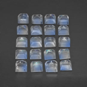 3,30 ct natürliche blauer Regenbogen-Mondstein-Edelsteine, Quadrat, Transparent
