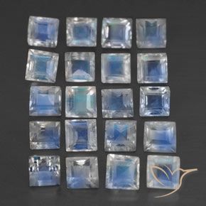 3.03 ct natürliche Bläulich-weiß Regenbogenmondstein-Edelsteine, Quadrat, Transparent