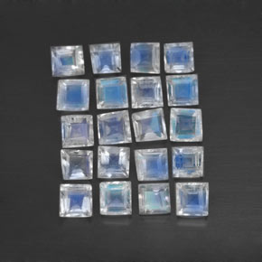 2,61 ct natürliche weißer Regenbogen-Mondstein-Edelsteine, Quadrat, Transparent