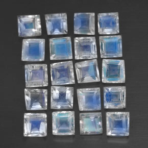 2,61 ct natürliche weißer Regenbogen-Mondstein-Edelsteine, Quadrat, Transparent