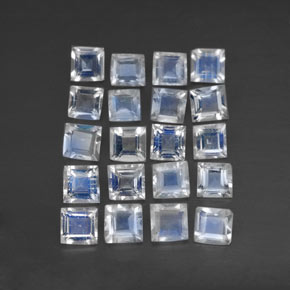  ct natürliche weißer Regenbogen-Mondstein-Edelsteine, Quadrat, Transparent