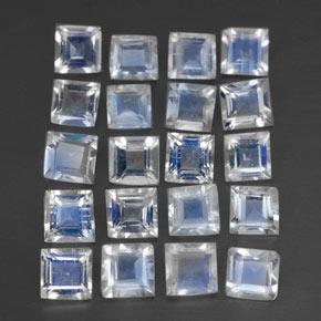  ct natürliche weißer Regenbogen-Mondstein-Edelsteine, Quadrat, Transparent