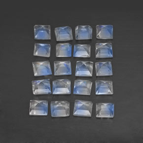  ct natürliche weißer Regenbogen-Mondstein-Edelsteine, Quadrat, Transparent