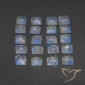 2.48 ct natürliche Bläulich-weiß Regenbogenmondstein-Edelsteine, Quadrat, Transparent