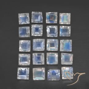 2.65ctw Natürlicher Bläulich-weiß Regenbogenmondstein, Quadrat, Transparent