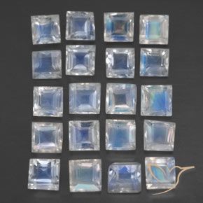 2.65 ct natürliche Bläulich-weiß Regenbogenmondstein-Edelsteine, Quadrat, Transparent