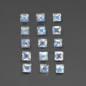  ct natürliche weißer Regenbogen-Mondstein-Edelsteine, Quadrat, Transparent