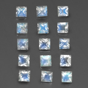  ct natürliche weißer Regenbogen-Mondstein-Edelsteine, Quadrat, Transparent