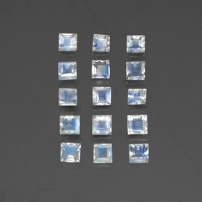 1,94 ct natürliche Bläulich weiß Regenbogen-Mondstein-Edelsteine, Quadrat, Transparent