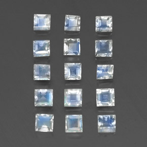 1,94 ct natürliche Bläulich weiß Regenbogen-Mondstein-Edelsteine, Quadrat, Transparent