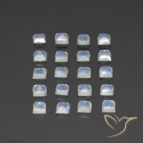 3.01 ct natürliche Bläulich-weiß Regenbogenmondstein-Edelsteine, Quadrat, Transparent