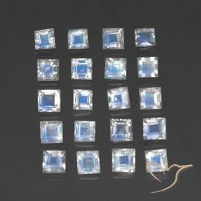 2.95 ct natürliche Bläulich-weiß Regenbogenmondstein-Edelsteine, Quadrat, Transparent