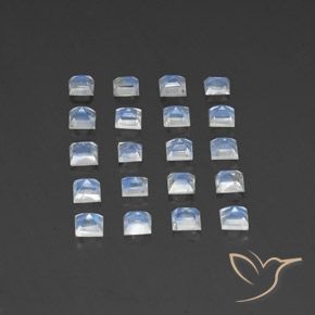 2.95 ct natürliche Bläulich-weiß Regenbogenmondstein-Edelsteine, Quadrat, Transparent