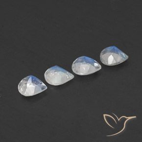 1.35 ct natürliche Bläulich-weiß Regenbogenmondstein-Edelsteine, Birnenform, Transparent