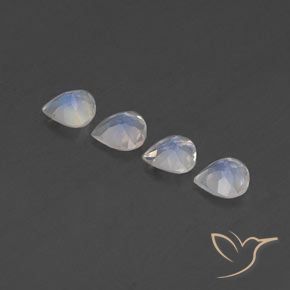 1.37 ct natürliche Bläulich-weiß Regenbogenmondstein-Edelsteine, Birnenform, Transparent