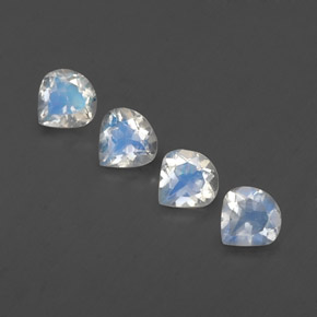1,50 ct natürliche weißer Regenbogen-Mondstein-Edelsteine, Birnenform, Transparent