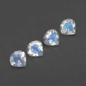 1,50 ct natürliche weißer Regenbogen-Mondstein-Edelsteine, Birnenform, Transparent