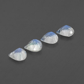 1,49 ct natürliche weißer Regenbogen-Mondstein-Edelsteine, Birnenform, Transparent