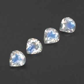 1,51 ct natürliche weißer Regenbogen-Mondstein-Edelsteine, Birnenform, Transparent