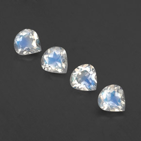 1,51 ct natürliche weißer Regenbogen-Mondstein-Edelsteine, Birnenform, Transparent