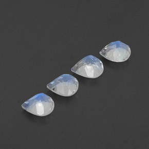 1,51 ct natürliche weißer Regenbogen-Mondstein-Edelsteine, Birnenform, Transparent