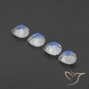 1.51 ct natürliche Bläulich-weiß Regenbogenmondstein-Edelsteine, Birnenform, Transparent