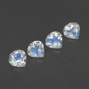 1,49 ct natürliche weißer Regenbogen-Mondstein-Edelsteine, Birnenform, Transparent