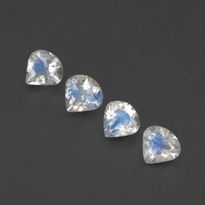 1,37 ct natürliche weißer Regenbogen-Mondstein-Edelsteine, Birnenform, Transparent