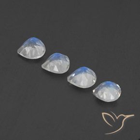 1.53 ct natürliche Bläulich-weiß Regenbogenmondstein-Edelsteine, Birnenform, Transparent
