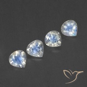 1.70 ct natürliche Bläulich-weiß Regenbogenmondstein-Edelsteine, Birnenform, Transparent