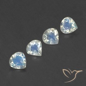 1.36 ct natürliche Bläulich-weiß Regenbogenmondstein-Edelsteine, Birnenform, Transparent
