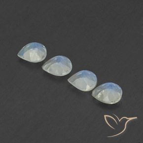 1.36 ct natürliche Bläulich-weiß Regenbogenmondstein-Edelsteine, Birnenform, Transparent