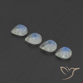 1.33 ct natürliche Bläulich-weiß Regenbogenmondstein-Edelsteine, Birnenform, Transparent