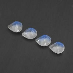 1,55 ct natürliche weißer Regenbogen-Mondstein-Edelsteine, Birnenform, Transparent