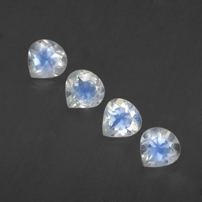 1,67 ct natürliche weißer Regenbogen-Mondstein-Edelsteine, Birnenform, Transparent