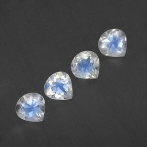 1,67 ct natürliche weißer Regenbogen-Mondstein-Edelsteine, Birnenform, Transparent