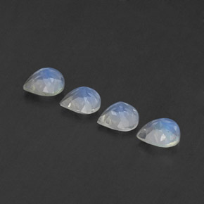 1,30 ct natürliche weißer Regenbogen-Mondstein-Edelsteine, Birnenform, Transparent