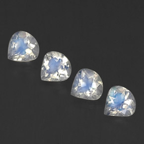 1,52 ct natürliche weißer Regenbogen-Mondstein-Edelsteine, Birnenform, Transparent