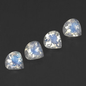 1,52 ct natürliche weißer Regenbogen-Mondstein-Edelsteine, Birnenform, Transparent