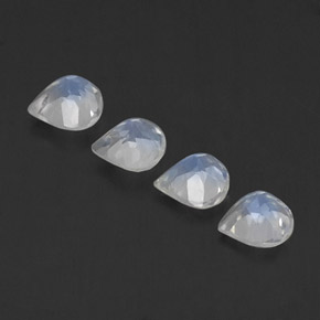 1,52 ct natürliche weißer Regenbogen-Mondstein-Edelsteine, Birnenform, Transparent
