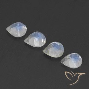 1.54 ct natürliche Bläulich-weiß Regenbogenmondstein-Edelsteine, Birnenform, Transparent