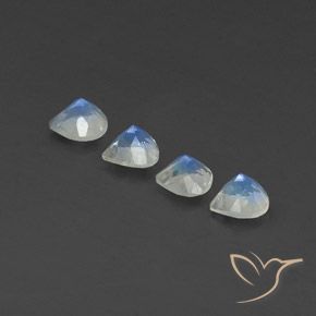 1.63 ct natürliche Bläulich-weiß Regenbogenmondstein-Edelsteine, Birnenform, Transparent