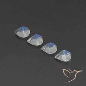 1.52 ct natürliche Bläulich-weiß Regenbogenmondstein-Edelsteine, Birnenform, Transparent