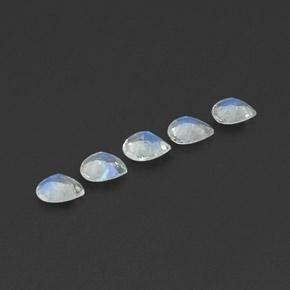 1,27 ct natürliche weißer Regenbogen-Mondstein-Edelsteine, Birnenform, Transparent