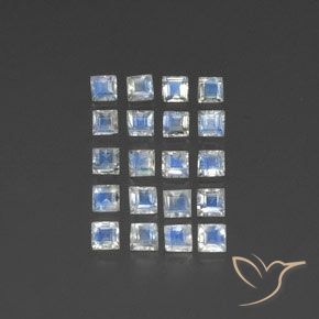 3.10 ct natürliche Bläulich-weiß Regenbogenmondstein-Edelsteine, Quadrat, Transparent / Lichtdurchlässig